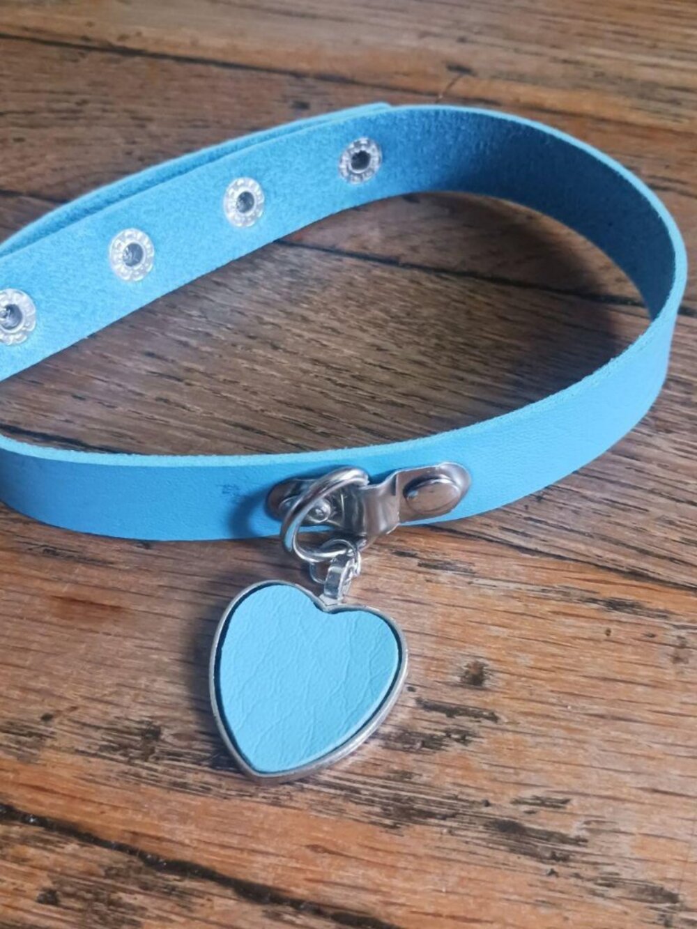 Light Blue Heart Pendant Choker Pastel Necklace Sissy Collar